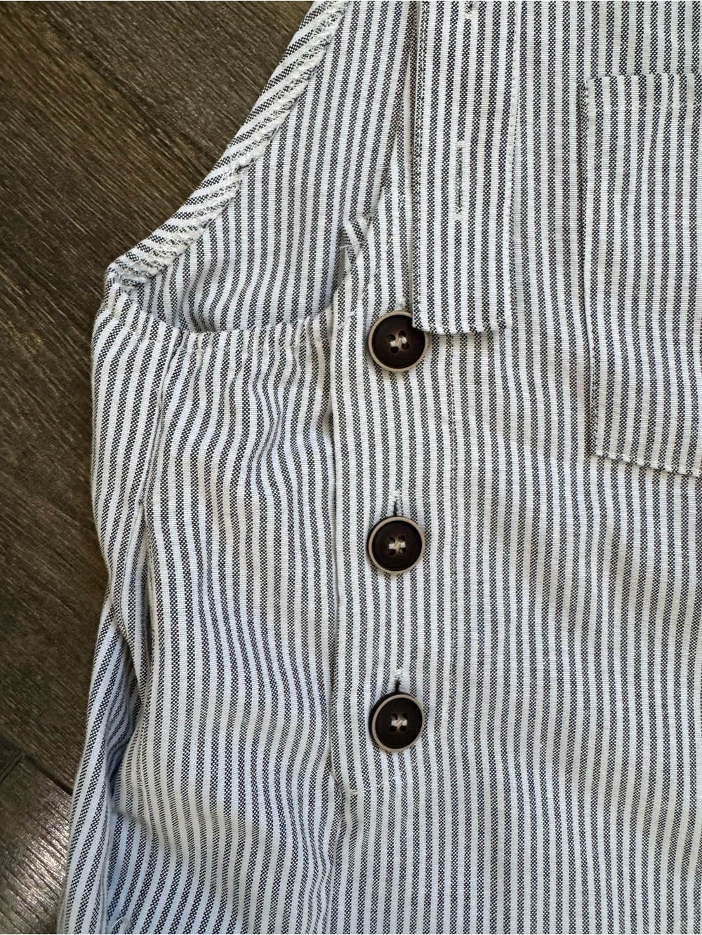 Pretty Garden Blue White Striped Cropped Wide Leg Overall Jumpsuit Cotton Size M - Picture 8 of 12